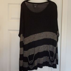 Karen Kane Long Sleeved Silver Striped Sweater
